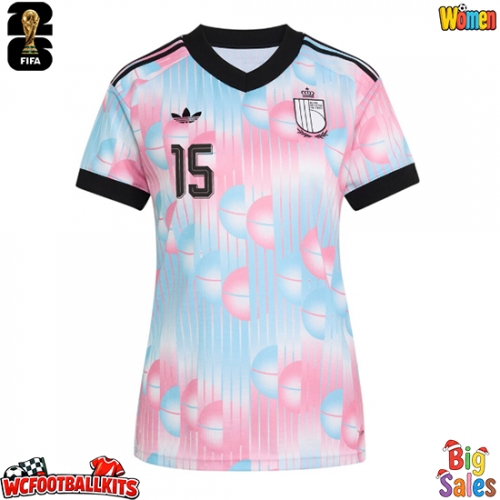 Belgium Thomas Meunier #15 Replica Away Stadium Shirt for Women World Cup 2026 Short Sleeve